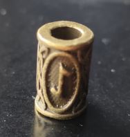 Inel auriu inchis pentru barba sau par Viking Rune model Eiwaz (Death)