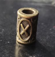 Inel auriu inchis pentru barba sau par Viking Rune model Gebo (Gift)