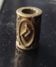 Inel auriu inchis pentru barba sau par Viking Rune model Jera (Earth)