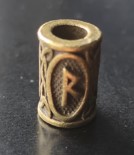 Inel auriu inchis pentru barba sau par Viking Rune model Raido (Wheel)