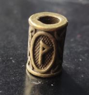 Inel auriu inchis pentru barba sau par Viking Rune model Wunjo (Joy)