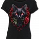 Tricou Girlie F063F744 CATS LOVE - Boatneck Cap Sleeve Top Black - image 1