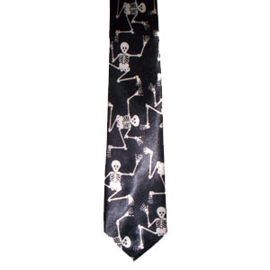 Cravata ingusta UK neagra cu scheleti(FTC)