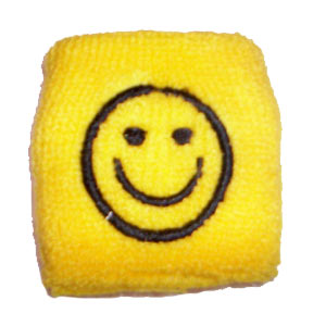 Manseta smiling face negru pe fond galben