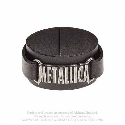 Bratara de piele HRWL444 Metallica: logo Leather Wriststrap