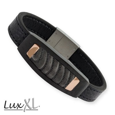 Bratara din piele  SA408  LuxXL leather bracelet with stainless steel Moonwalk