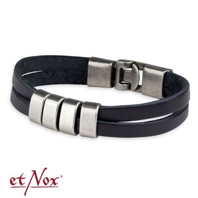 Bratara din piele UA4132 etNox - bracelet Black leather with zinc alloy