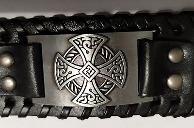 Bratara neagra Viking Art Celtic Cross (JHN/B900/9)