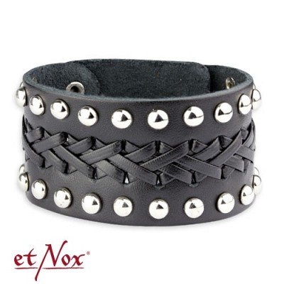 Bratara piele UA4124  etNox - bracelet Wickerwork + rivets leather with zinc alloy