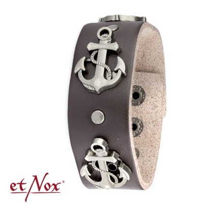 Bratara piele UA4126 etNox - bracelet Anchor leather with zinc alloy