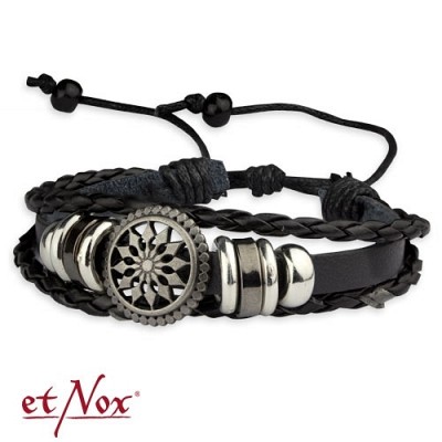 Bratara piele UA4133  etNox - bracelet Black leather with zinc alloy