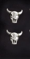 O506 Cercei de argint - Buffalo Skull