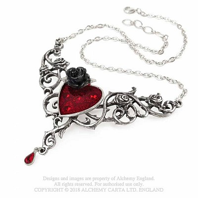 P721 Colier The Blood Rose Heart Necklace