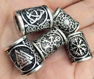 Inel argintiu pentru barba sau par Viking model 2 Celtic Knot