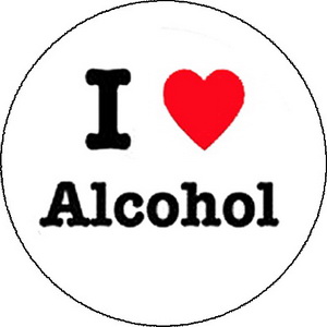 Insigna 3,7 cm I LOVE ALCOHOL (B37-0121)