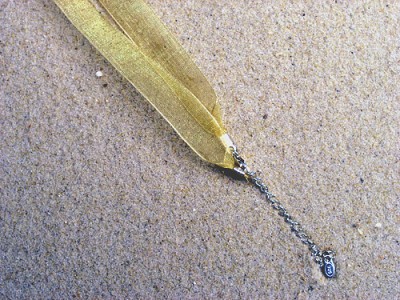 Z100-09 Panglica galben pt. medalioane (cu inchizatoare din argint)