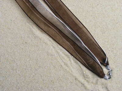 Z100-13 Panglica maro/argintiu pt. medalioane (cu inchizatoare din argint)