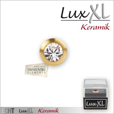 Piatra rezerva (cu surub) pt. inelele LuxXL Keramik  CAGM-1 stainless steel top part LuxXL Keramik  gold matt with crystal   CRYSTAL WHITE
