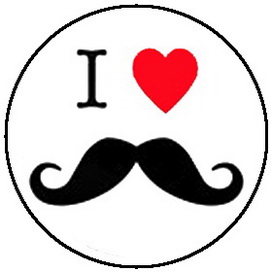 Insigna 2,5 cm I Love Moustache   (HBG)