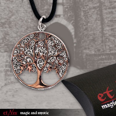 BK5501-1 Pandantiv de bronz placat cu argint Tree of Life - auriu