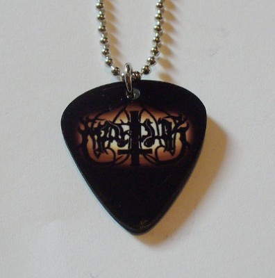 Medalion cu lant de bilute pana de chitara MARDUK Black Logo (PLE366)