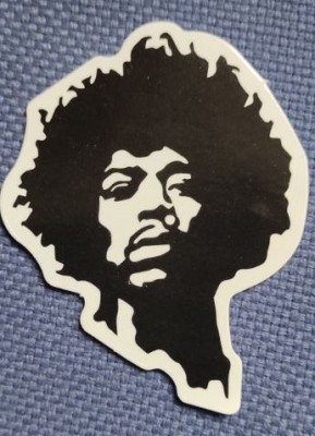 Sticker (abtibild) Jimi Hendrix alb-negru mare (JBG)