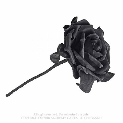 Trandafir artificial (foam) negru  ROSE5 Single Black Rose with Stem