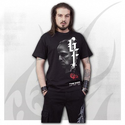 Tricou G012M121 GODFATHER - DON - Front Print T-Shirt Black