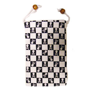 Saculet pentru telefon SKA ALB SI NEGRU cu CRANII PIRAT MICI