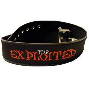 Curea neagra de piele THE EXPLOITED LOGO ROSU