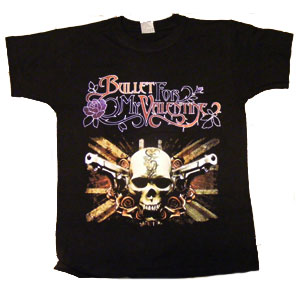 Tricou BULLET FOR MY VALENTINE Craniu cu tatuaj si pistoale