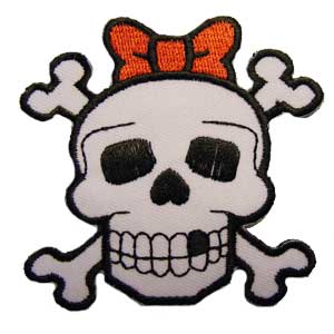 Patch de lipit CRANIU CU DINTE NEGRU SI FUNDITA ROSIE