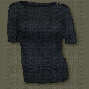 Girlie F718P001 - GOTHIC ELEGANCE - Boat Neck Baggy Mid Sleeve Top Black