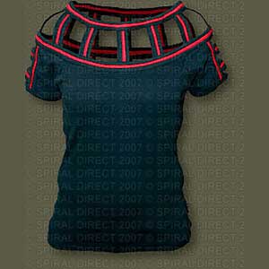 Girlie F716P002 - GOTHIC ROCK Red Web Neck Cap Sleeve Top
