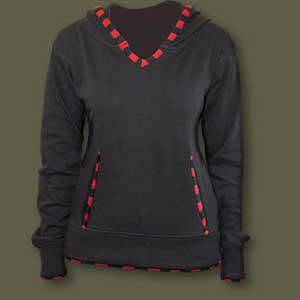 Hanorac de dama P002F255 - Gothic Rock Red Black