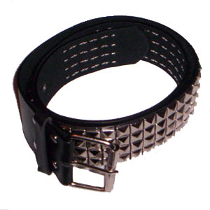 Curea neagra imitatie piele cu 4 randuri piramide mari argintii (JHN)