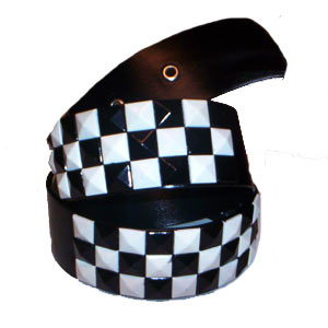 Curea imitatie piele SKA alb negru (JHN)