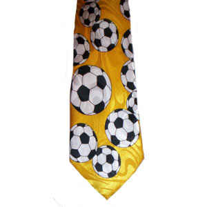Cravata lata MINGI DE FOTBAL (fond galben)