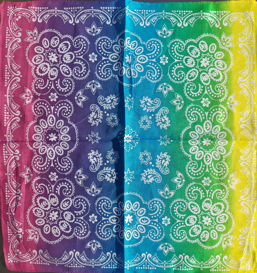 Bandana floral rainbow model 2 (albastru verde galben)