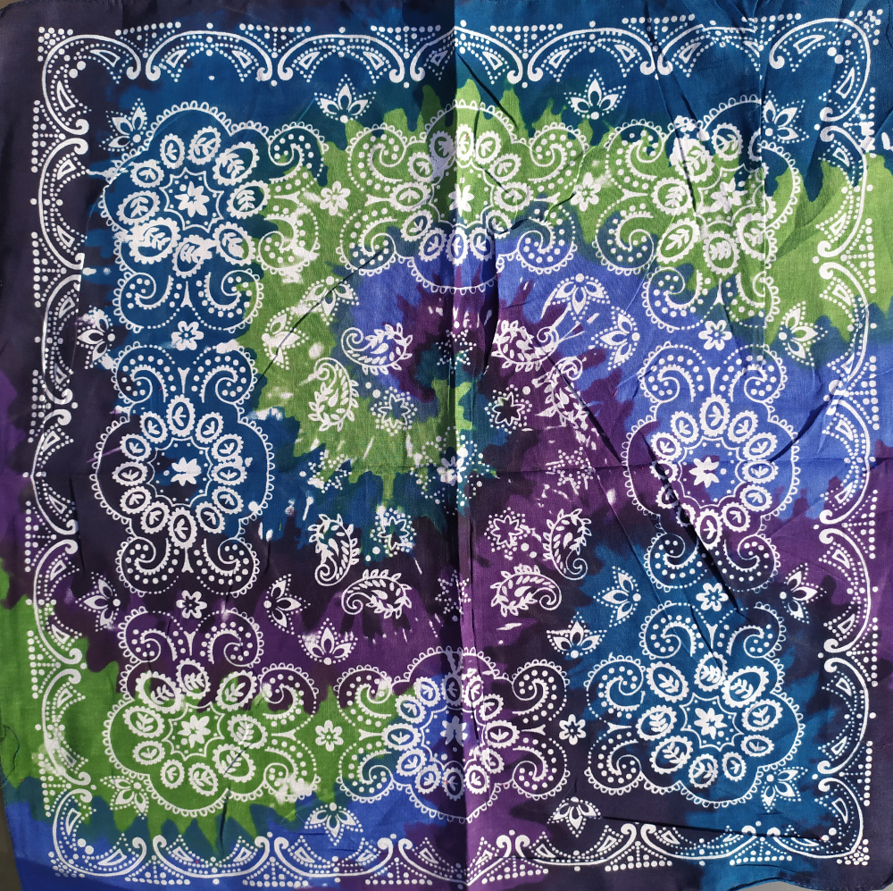 Bandana floral rainbow model 3 (verde/albastru)