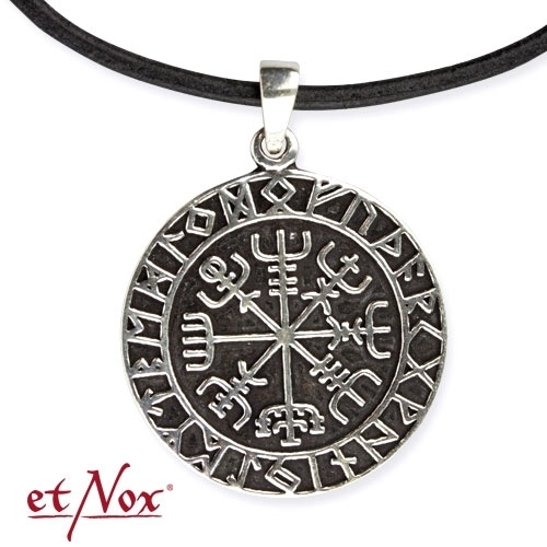 BK5913 Pandantiv de bronz placat cu argint Viking Compass