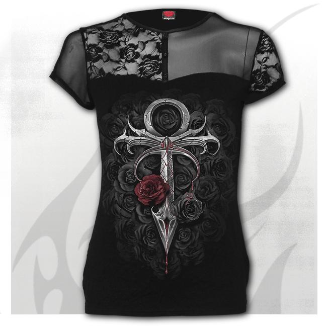 Top dama D028F742 - VAMPIRE S KISS Contrasting Lace and Mesh