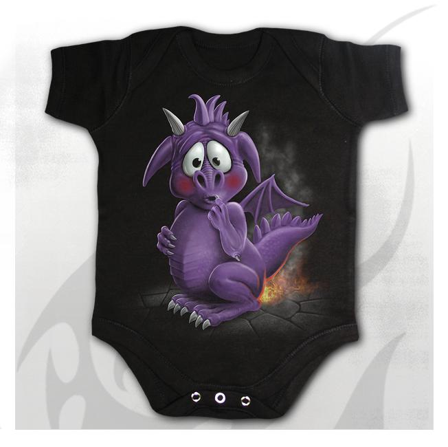 Body bebelusi  F017K002  DRAGON RELIEF - Baby Sleepsuit Black