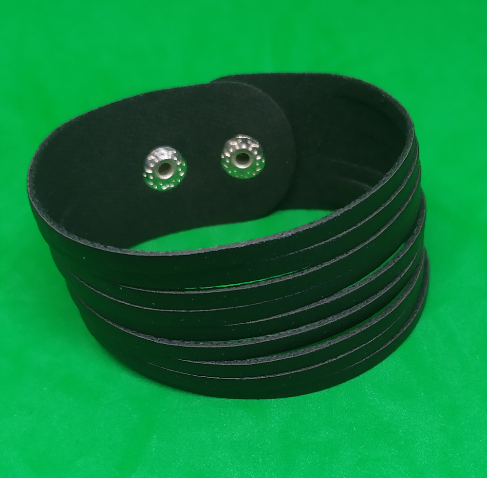 Bratara de piele neagra (latime 3,8 cm) din fasii inguste (mega-reducere)