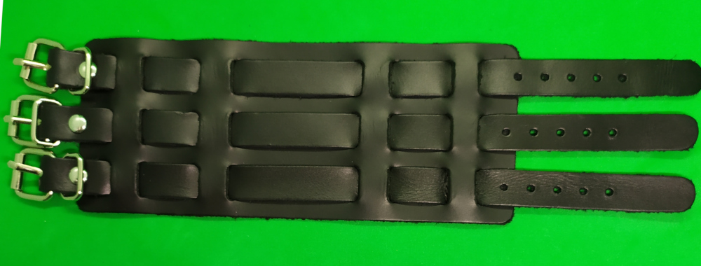 Bratara imitatie de piele neagra cu 3 cureluse (latime 7 cm) model 4 (JHN/B1200/55)