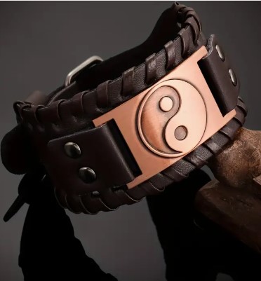 Bratara maro Viking Art Yin Yang caramiziu (JBG)