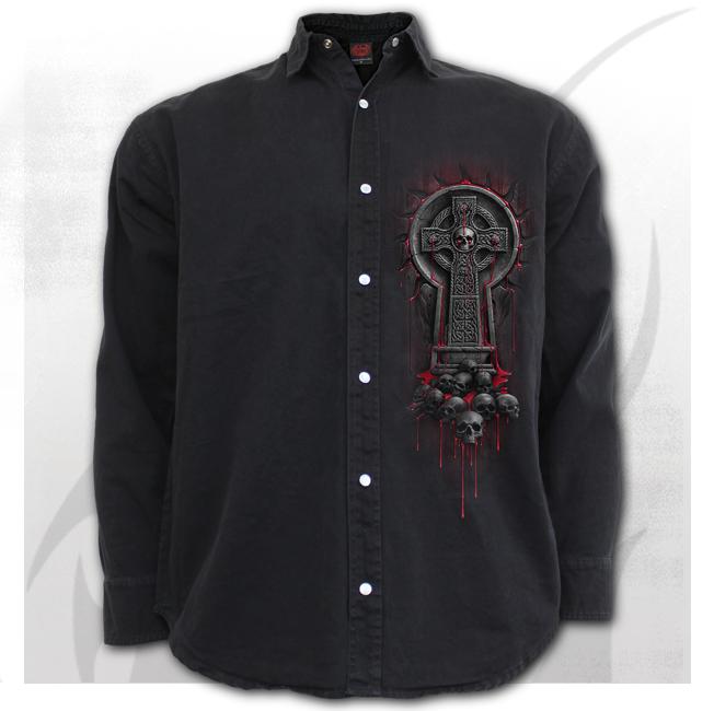 Camasa D087M610  BLEEDING SOULS - Longsleeve Stone Washed Worker Black