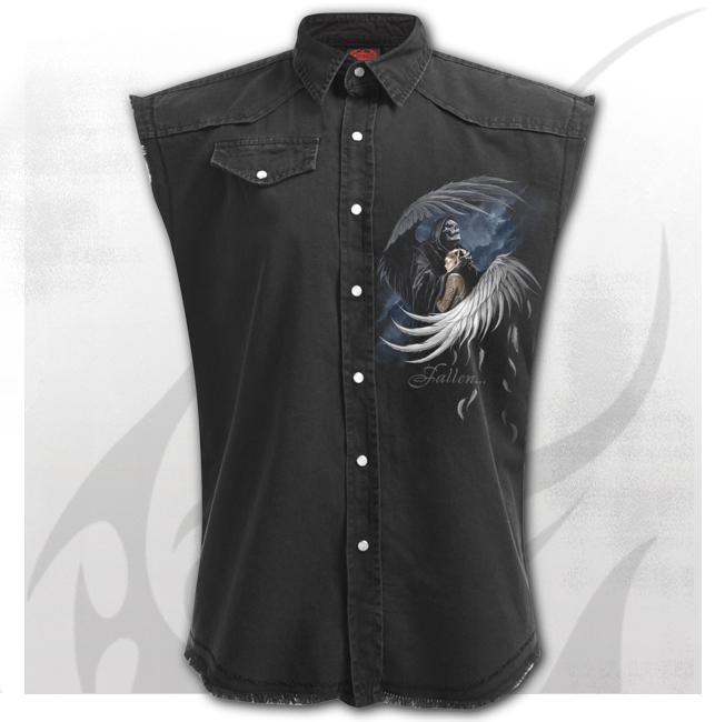 Camasa fara maneci  K066M602   FALLEN ... - Sleeveless Stone Washed Worker Black