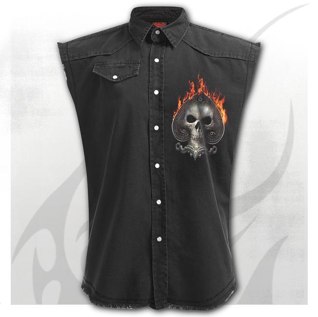 Camasa fara maneci   T155M602   ACE REAPER - Sleeveless Stone Washed Worker Black
