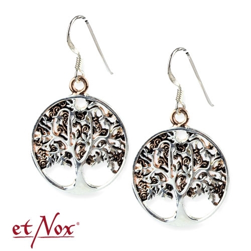 BO5501-2 Cercei de bronz placat cu argint - Tree of Life
